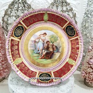 Antique Royal Vienna Pink Cabaret Plate Signed Kaufmann Gilt Victorian Austria